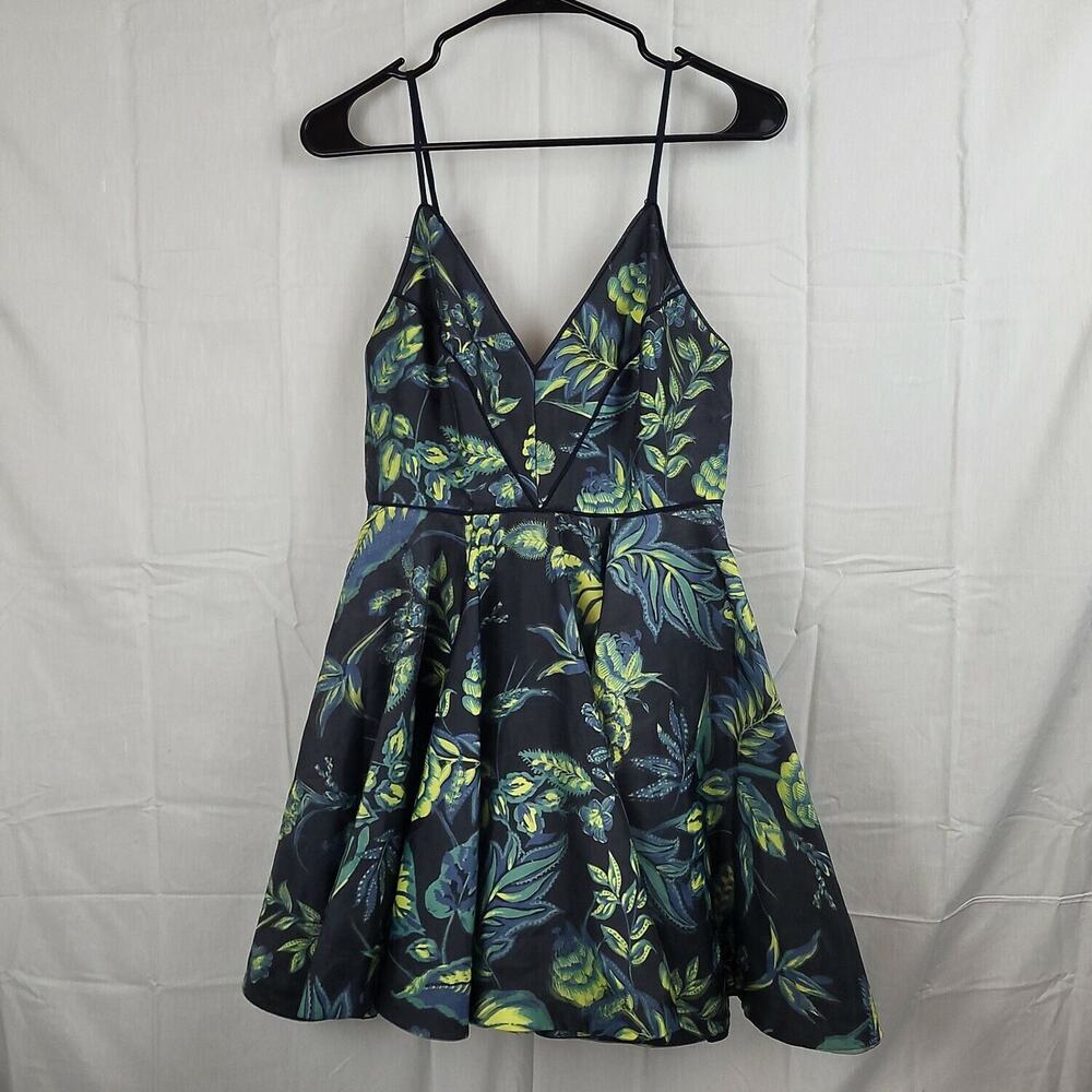 Silence + Noise Womens Black Sleeveless Organza Overlay Fit And Flare Dress Sz 4